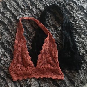 2 Free People galloon lace halters size xs